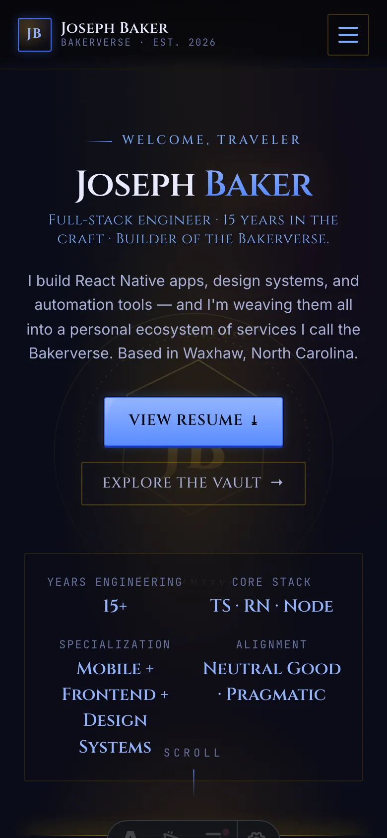 Arcane theme — mobile