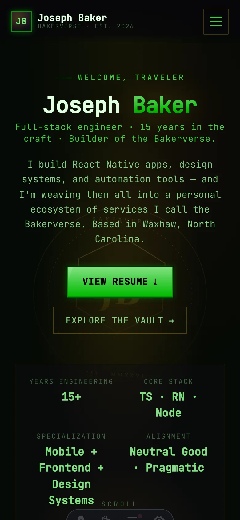 Terminal theme — mobile